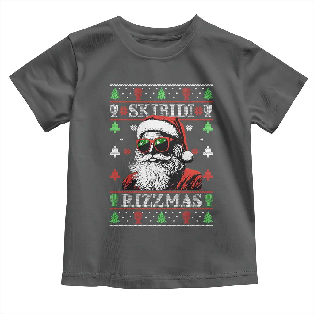 Skibidi Rizzmas Christmas Toddler T Shirt Rizz Santa Claus Funny Xmas Gen Alpha Ugly Christmas TS10 Dark Heather Print Your Wear