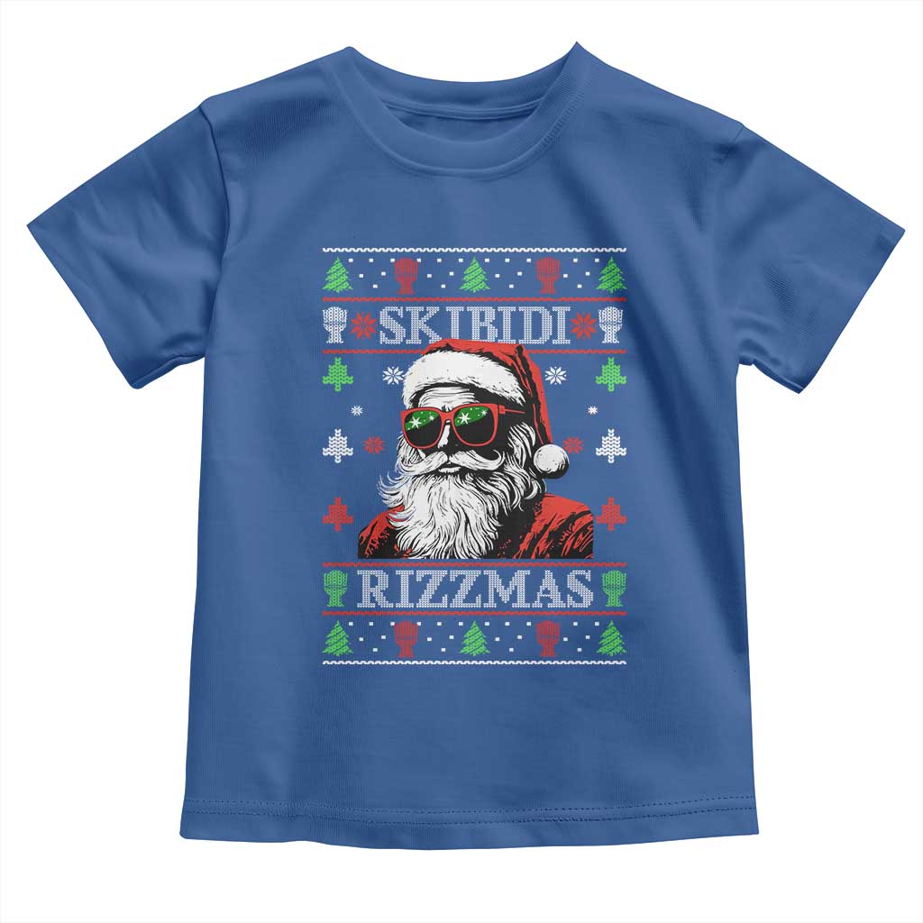 Skibidi Rizzmas Christmas Toddler T Shirt Rizz Santa Claus Funny Xmas Gen Alpha Ugly Christmas TS10 Royal Blue Print Your Wear
