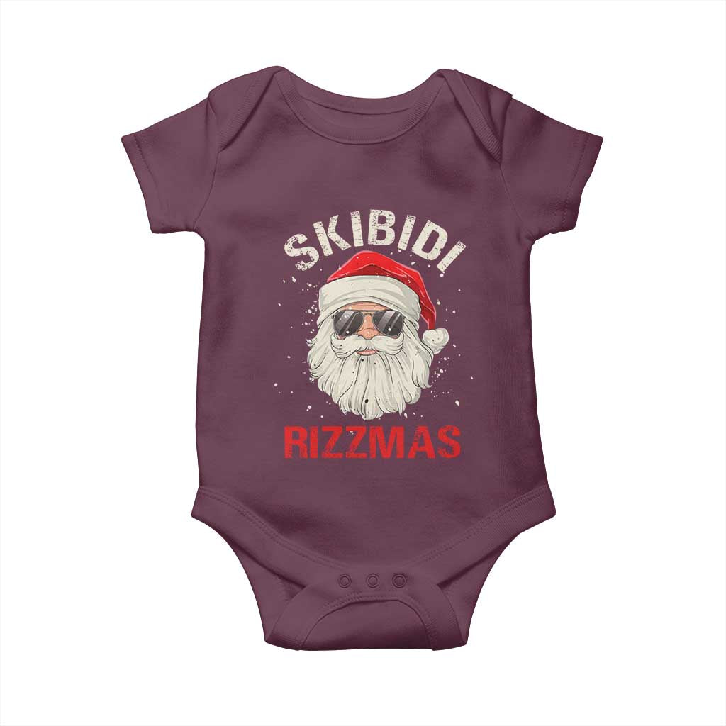 Skibidi Rizzmas Christmas Baby Onesie Rizz Santa Claus Retro Funny Xmas Gen Alpha Kid TS10 Maroon Print Your Wear