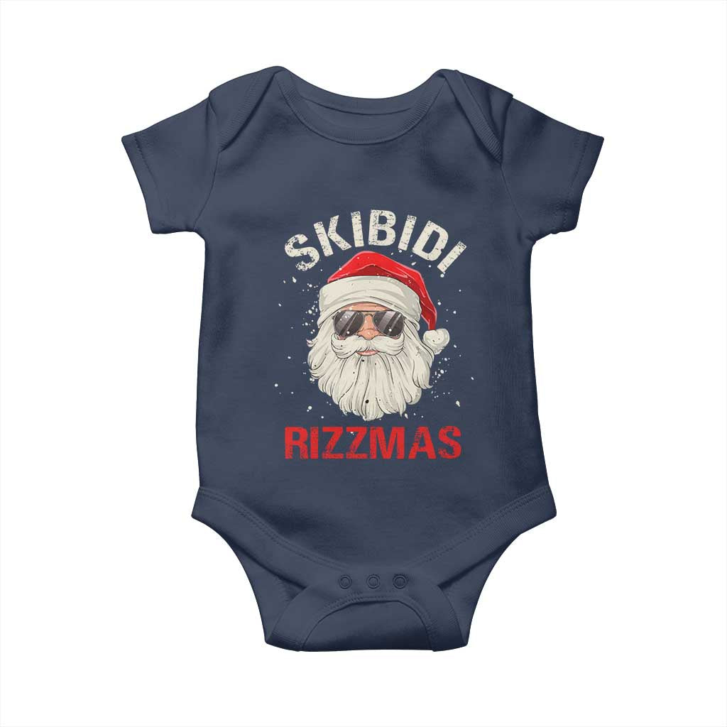 Skibidi Rizzmas Christmas Baby Onesie Rizz Santa Claus Retro Funny Xmas Gen Alpha Kid TS10 Navy Print Your Wear
