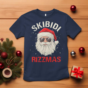 Skibidi Rizzmas Christmas T Shirt Rizz Santa Claus Retro Funny Xmas Gen Alpha Kid TS10 Navy Print Your Wear
