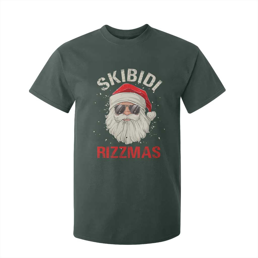 Skibidi Rizzmas Christmas T Shirt For Kid Rizz Santa Claus Retro Funny Xmas Gen Alpha Kid TS10 Dark Forest Green Print Your Wear
