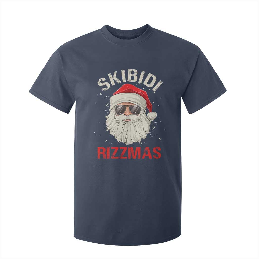Skibidi Rizzmas Christmas T Shirt For Kid Rizz Santa Claus Retro Funny Xmas Gen Alpha Kid TS10 Navy Print Your Wear