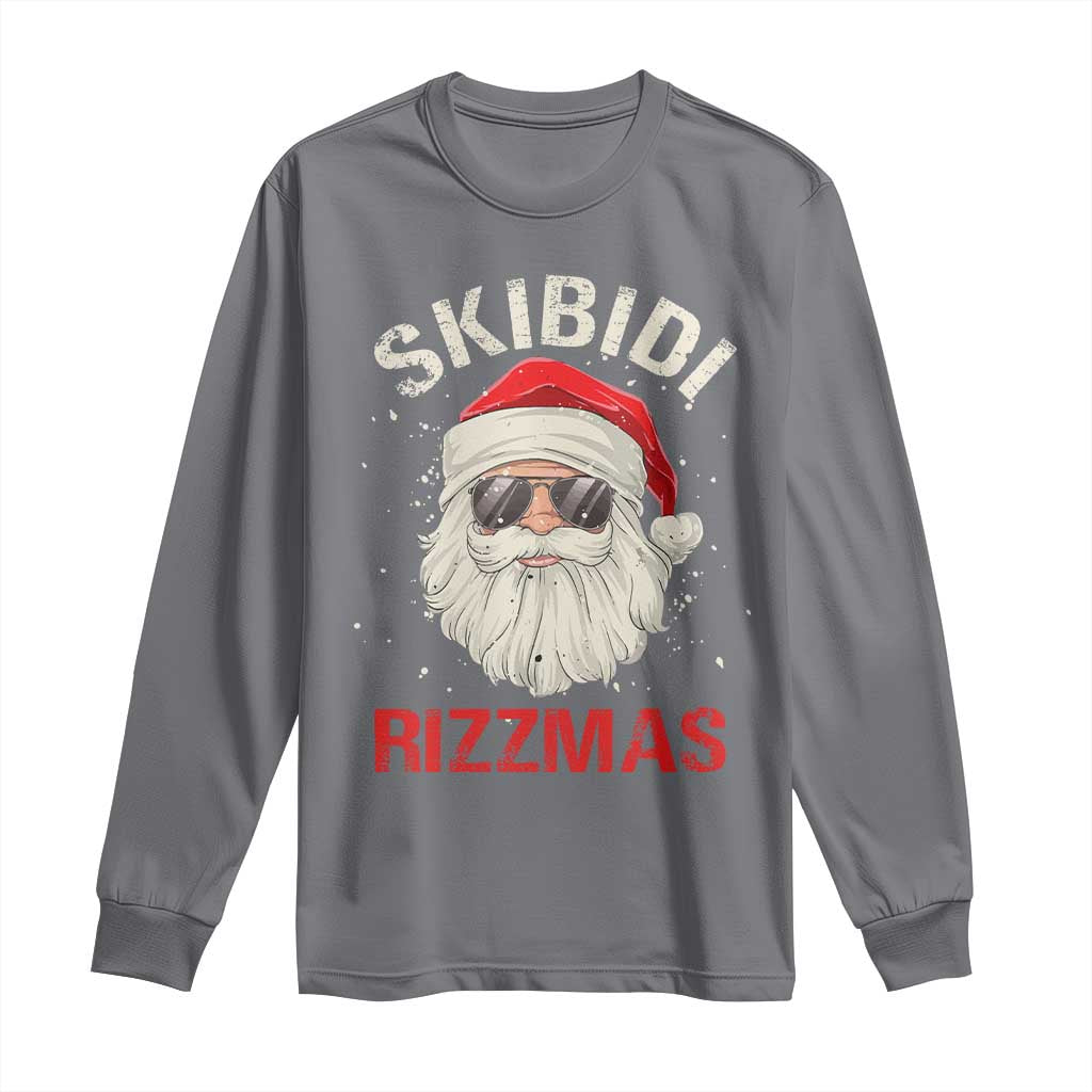 Skibidi Rizzmas Christmas Long Sleeve Shirt Rizz Santa Claus Retro Funny Xmas Gen Alpha Kid TS10 Charcoal Print Your Wear