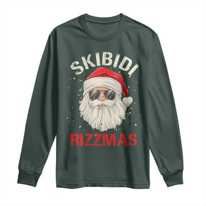 Skibidi Rizzmas Christmas Long Sleeve Shirt Rizz Santa Claus Retro Funny Xmas Gen Alpha Kid TS10 Dark Forest Green Print Your Wear