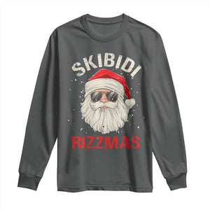 Skibidi Rizzmas Christmas Long Sleeve Shirt Rizz Santa Claus Retro Funny Xmas Gen Alpha Kid TS10 Dark Heather Print Your Wear