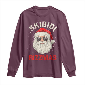 Skibidi Rizzmas Christmas Long Sleeve Shirt Rizz Santa Claus Retro Funny Xmas Gen Alpha Kid TS10 Maroon Print Your Wear