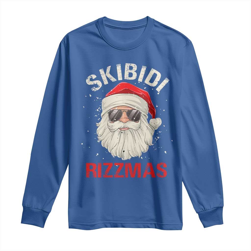 Skibidi Rizzmas Christmas Long Sleeve Shirt Rizz Santa Claus Retro Funny Xmas Gen Alpha Kid TS10 Royal Blue Print Your Wear