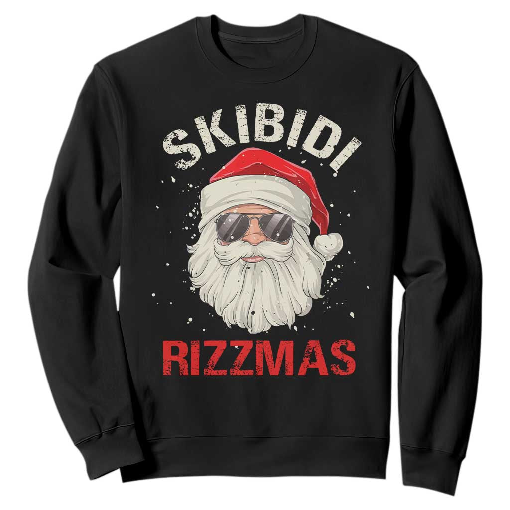 Skibidi Rizzmas Christmas Sweatshirt Rizz Santa Claus Retro Funny Xmas Gen Alpha Kid TS10 Black Print Your Wear