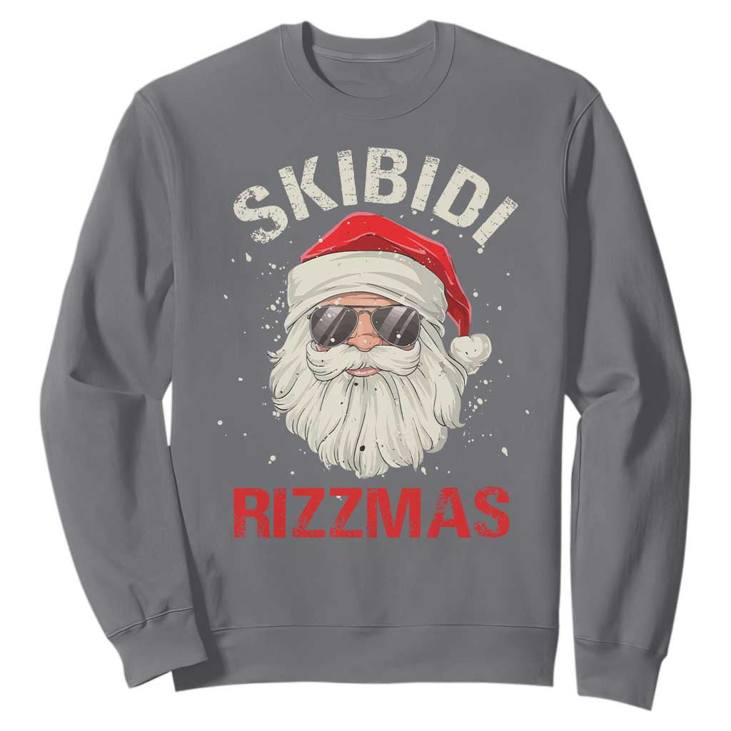 Skibidi Rizzmas Christmas Sweatshirt Rizz Santa Claus Retro Funny Xmas Gen Alpha Kid TS10 Charcoal Print Your Wear
