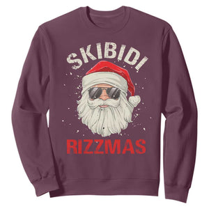 Skibidi Rizzmas Christmas Sweatshirt Rizz Santa Claus Retro Funny Xmas Gen Alpha Kid TS10 Maroon Print Your Wear