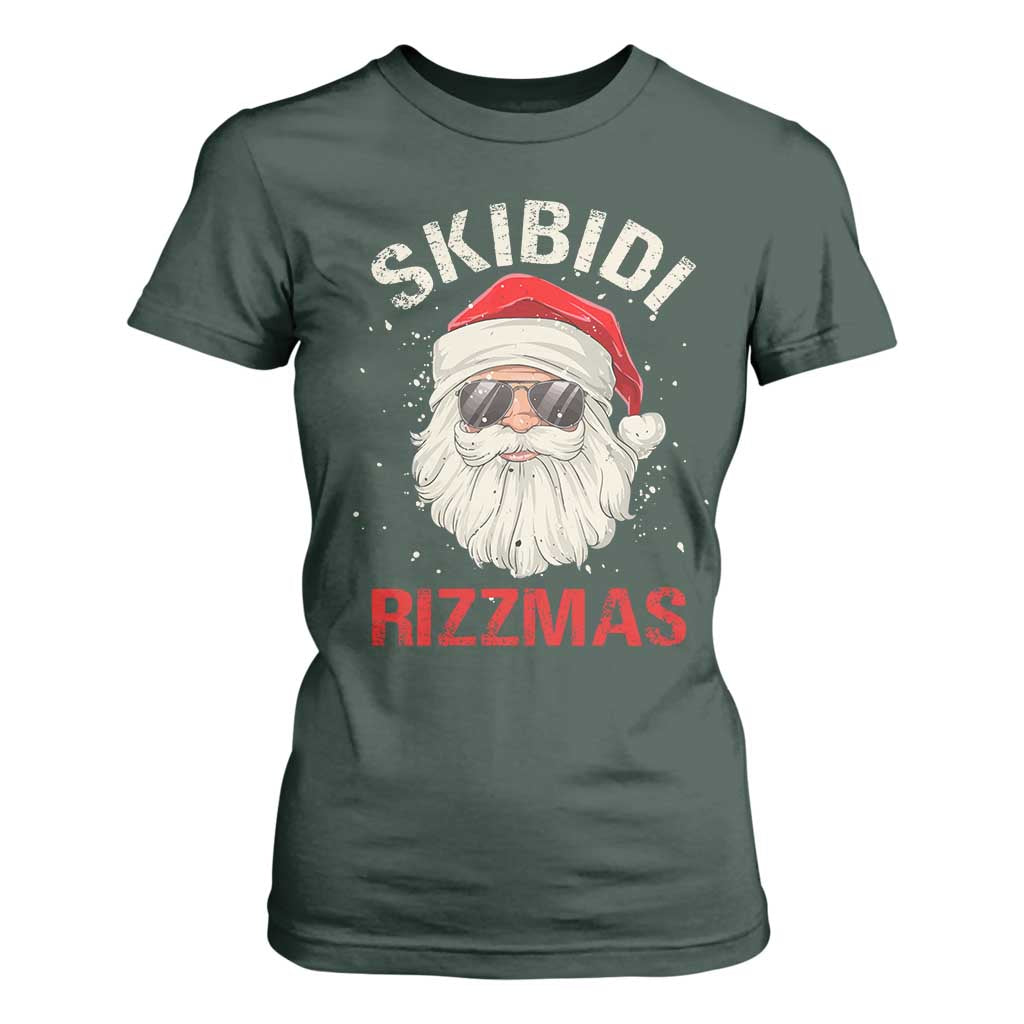 Skibidi Rizzmas Christmas T Shirt For Women Rizz Santa Claus Retro Funny Xmas Gen Alpha Kid TS10 Dark Forest Green Print Your Wear