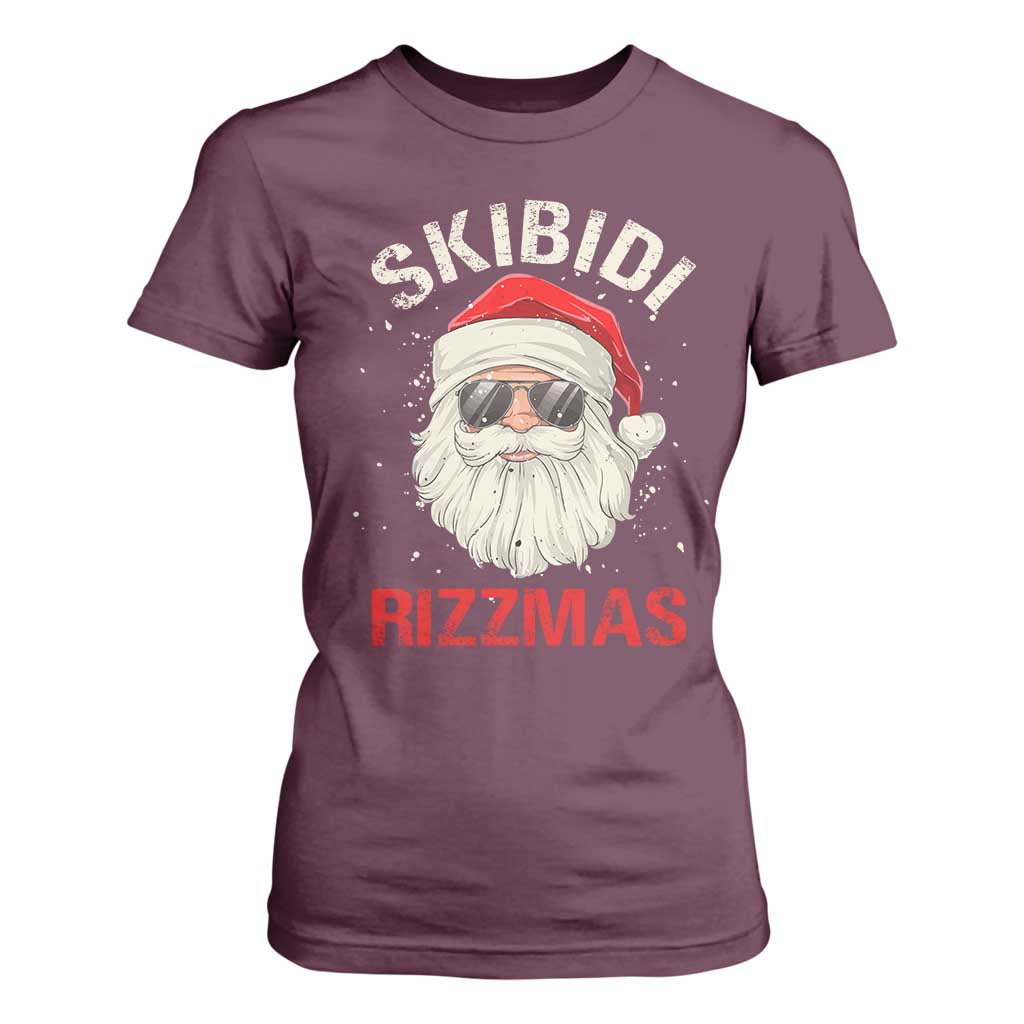 Skibidi Rizzmas Christmas T Shirt For Women Rizz Santa Claus Retro Funny Xmas Gen Alpha Kid TS10 Maroon Print Your Wear