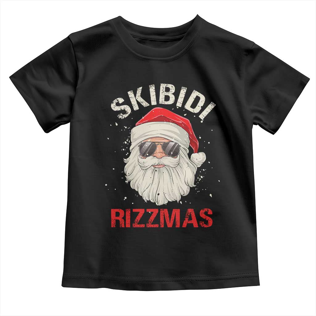 Skibidi Rizzmas Christmas Toddler T Shirt Rizz Santa Claus Retro Funny Xmas Gen Alpha Kid TS10 Black Print Your Wear
