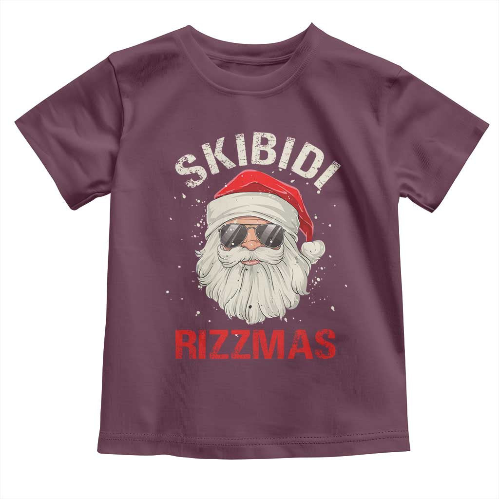 Skibidi Rizzmas Christmas Toddler T Shirt Rizz Santa Claus Retro Funny Xmas Gen Alpha Kid TS10 Maroon Print Your Wear