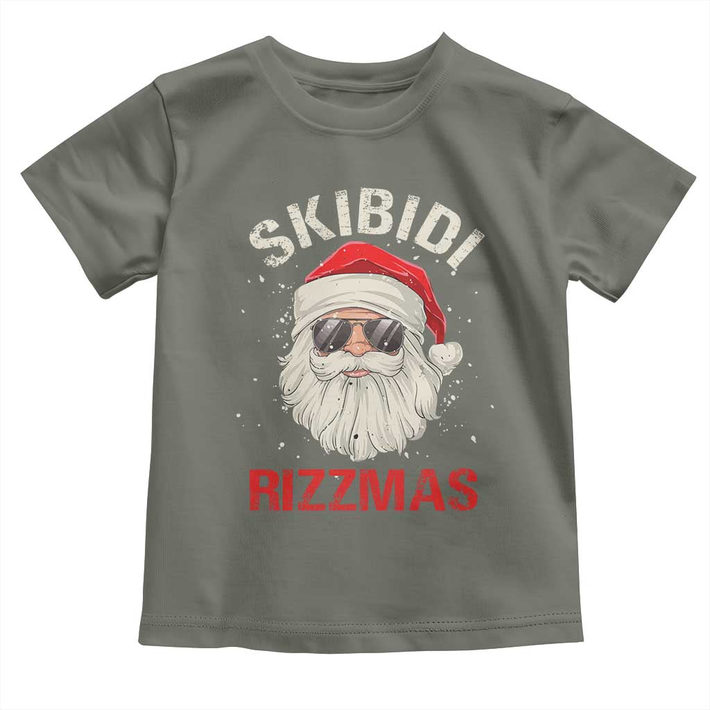 Skibidi Rizzmas Christmas Toddler T Shirt Rizz Santa Claus Retro Funny Xmas Gen Alpha Kid TS10 Military Green Print Your Wear