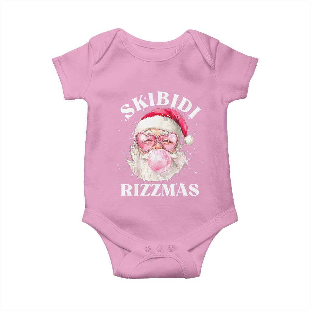 Skibidi Rizzmas Christmas Baby Onesie Rizz Santa Pink Bubble Gum Funny Xmas Gen Alpha Girl Kids TS10 Light Pink Print Your Wear