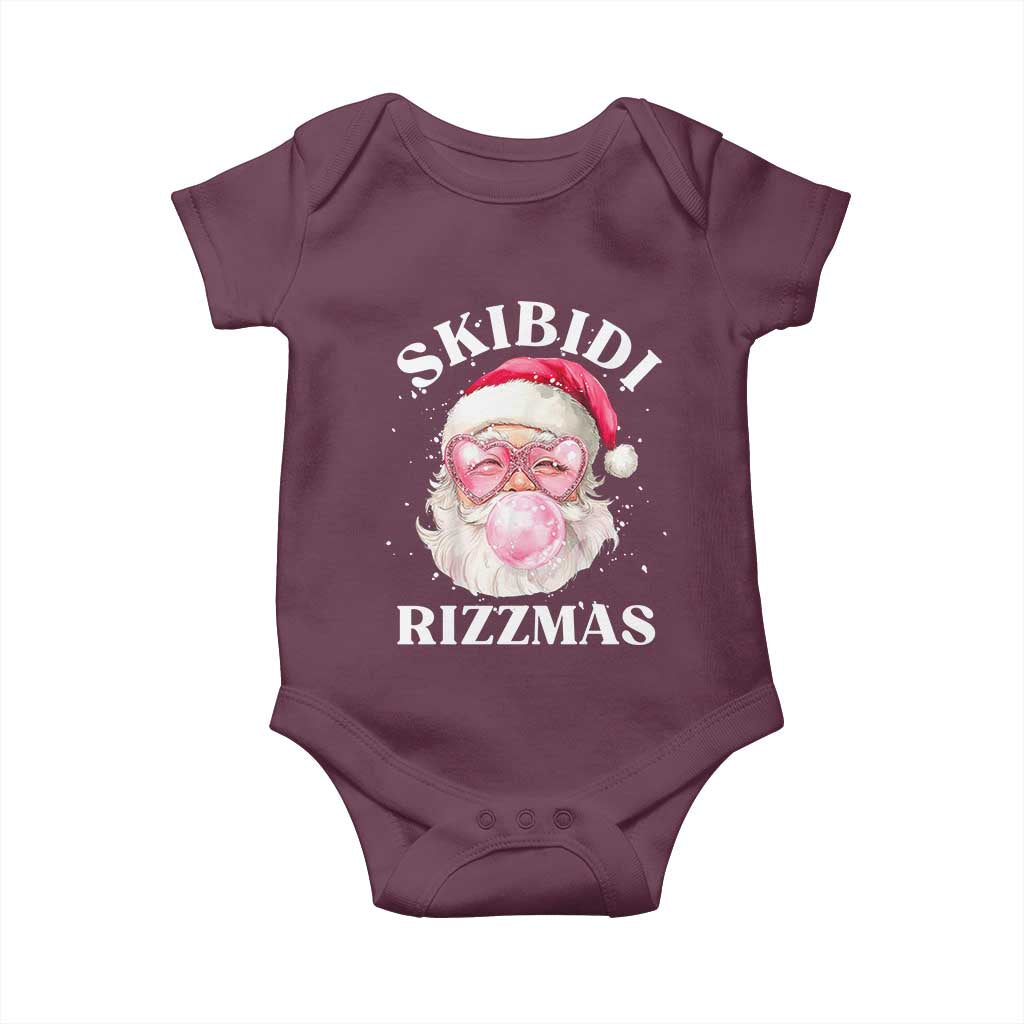Skibidi Rizzmas Christmas Baby Onesie Rizz Santa Pink Bubble Gum Funny Xmas Gen Alpha Girl Kids TS10 Maroon Print Your Wear