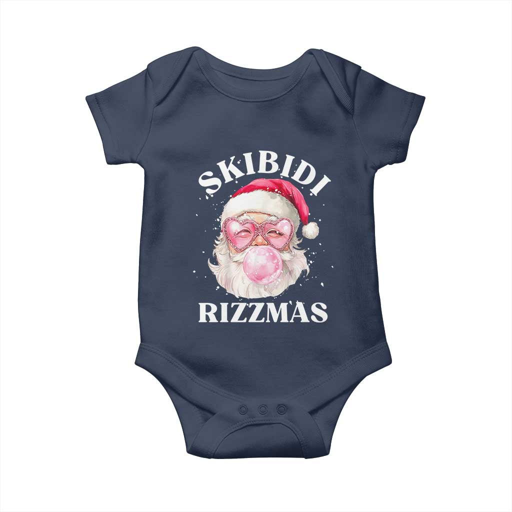 Skibidi Rizzmas Christmas Baby Onesie Rizz Santa Pink Bubble Gum Funny Xmas Gen Alpha Girl Kids TS10 Navy Print Your Wear