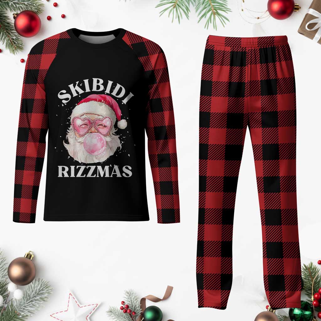 Skibidi Rizzmas Xmas Plaid Pajama Set Rizz Santa Pink Bubble Gum Funny Xmas Gen Alpha Girl Kids TS10 Buffalo Plaid Print Your Wear