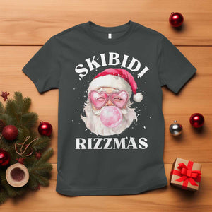 Skibidi Rizzmas Christmas T Shirt Rizz Santa Pink Bubble Gum Funny Xmas Gen Alpha Girl Kids TS10 Dark Heather Print Your Wear