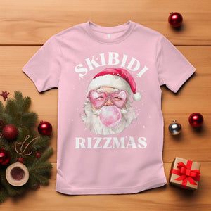 Skibidi Rizzmas Christmas T Shirt Rizz Santa Pink Bubble Gum Funny Xmas Gen Alpha Girl Kids TS10 Light Pink Print Your Wear
