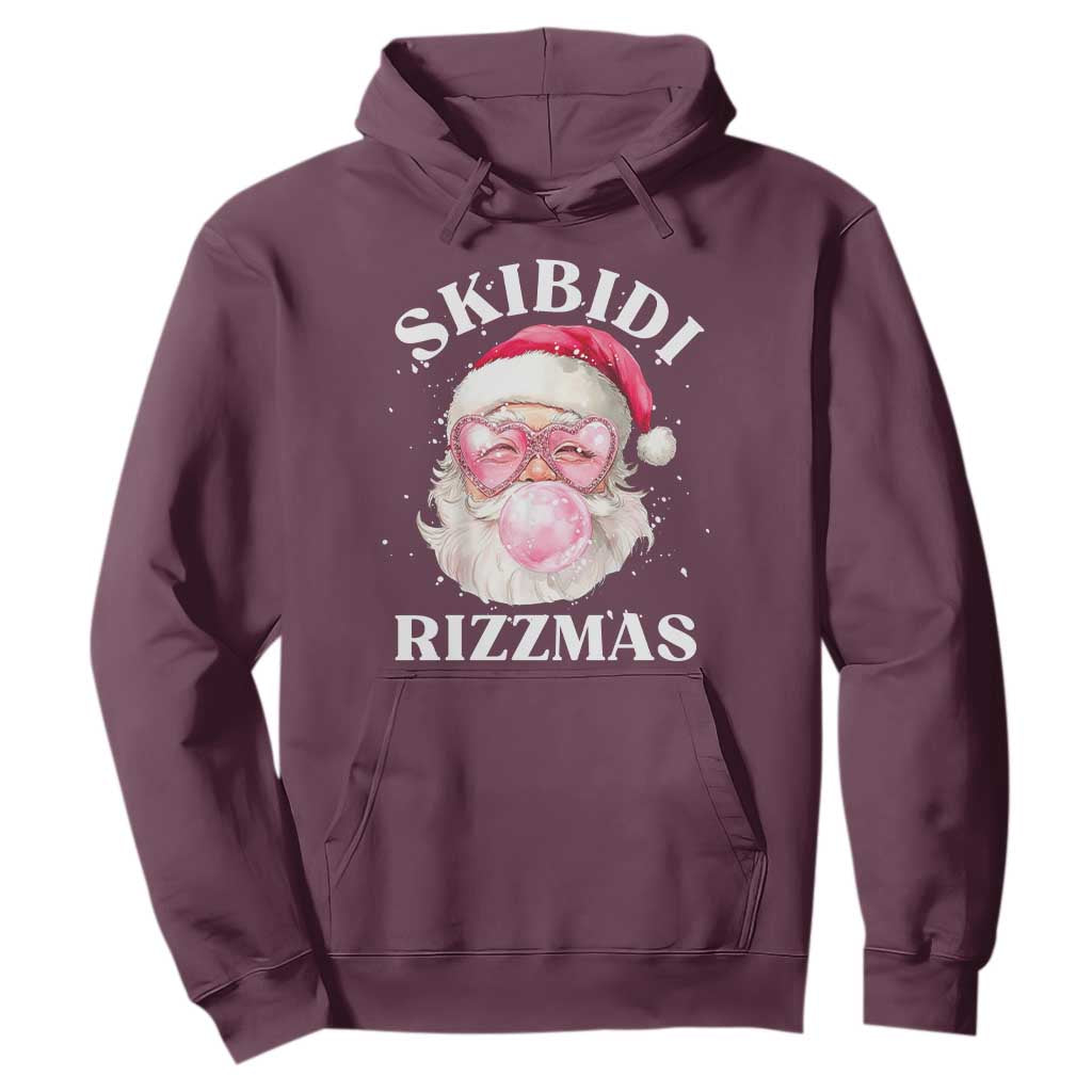 Skibidi Rizzmas Christmas Hoodie Rizz Santa Pink Bubble Gum Funny Xmas Gen Alpha Girl Kids TS10 Maroon Print Your Wear