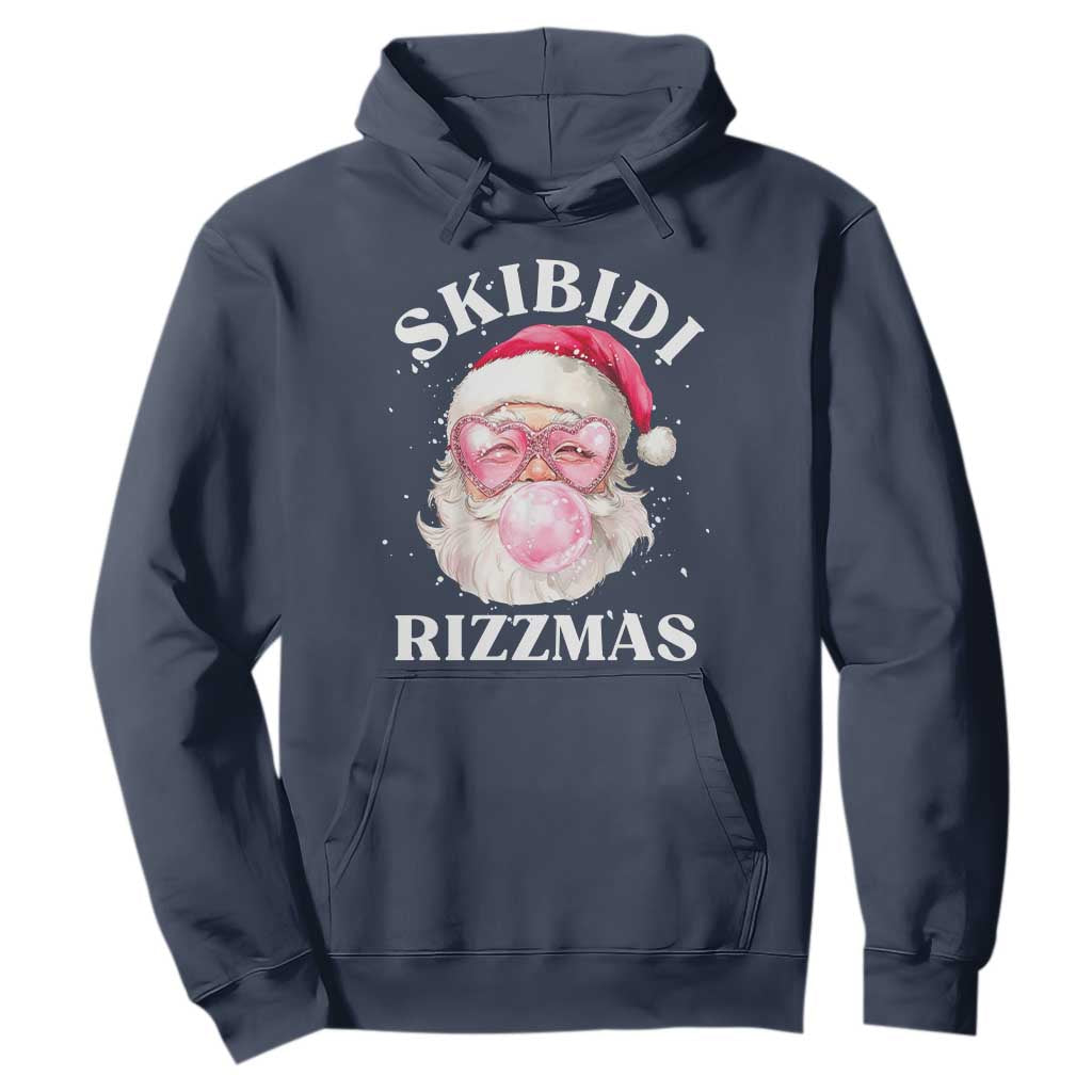 Skibidi Rizzmas Christmas Hoodie Rizz Santa Pink Bubble Gum Funny Xmas Gen Alpha Girl Kids TS10 Navy Print Your Wear