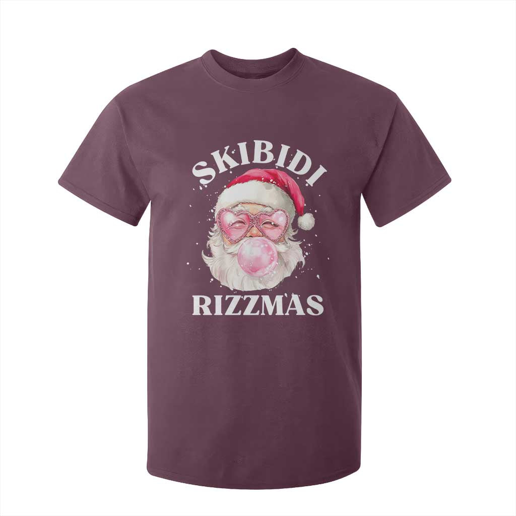Skibidi Rizzmas Christmas T Shirt For Kid Rizz Santa Pink Bubble Gum Funny Xmas Gen Alpha Girl Kids TS10 Maroon Print Your Wear