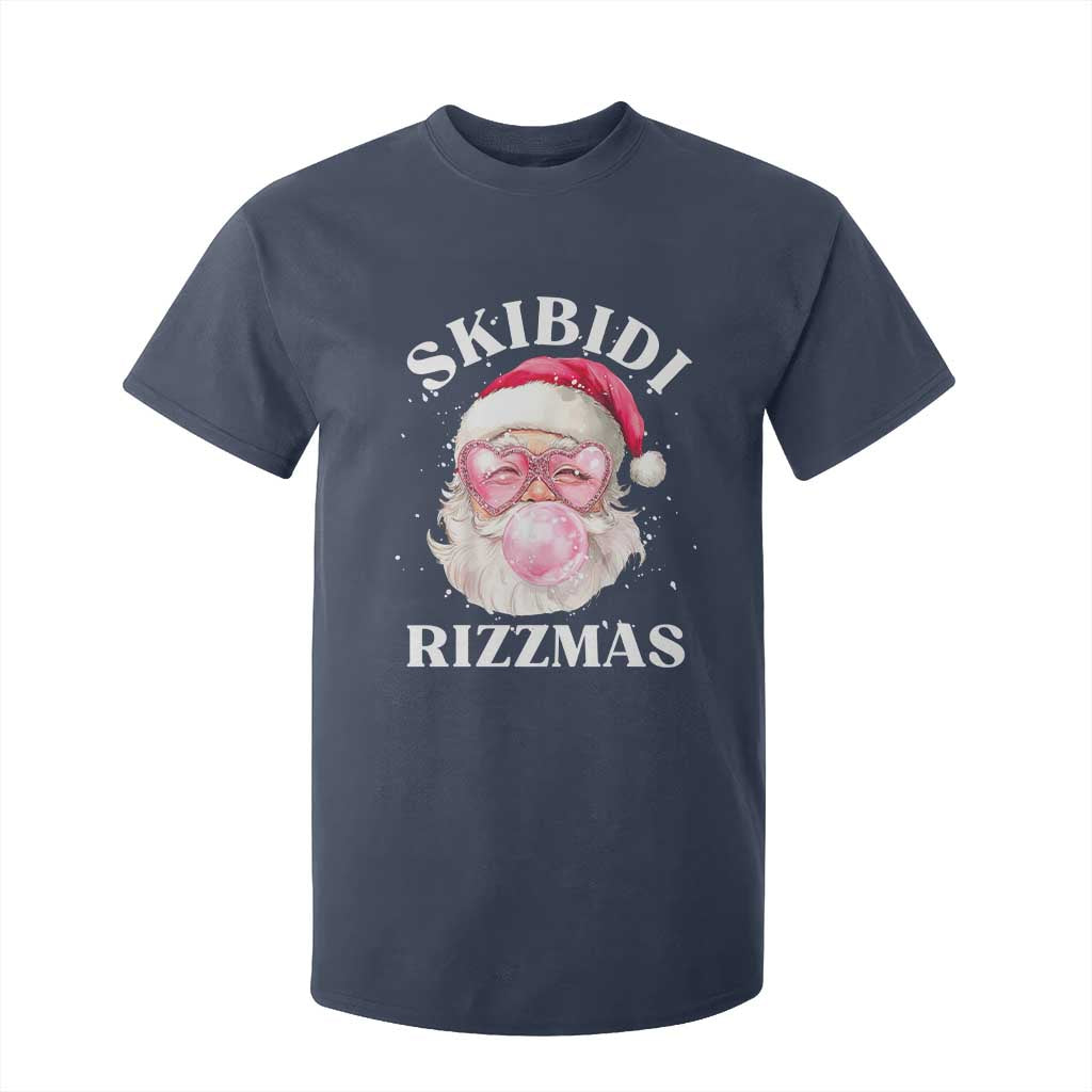 Skibidi Rizzmas Christmas T Shirt For Kid Rizz Santa Pink Bubble Gum Funny Xmas Gen Alpha Girl Kids TS10 Navy Print Your Wear