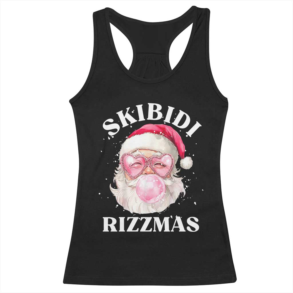 Skibidi Rizzmas Christmas Racerback Tank Top Rizz Santa Pink Bubble Gum Funny Xmas Gen Alpha Girl Kids TS10 Black Print Your Wear