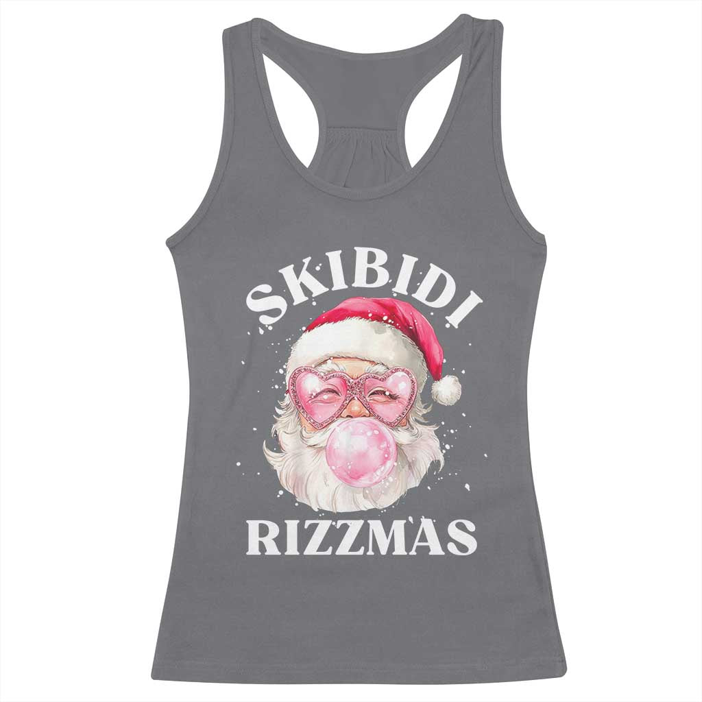 Skibidi Rizzmas Christmas Racerback Tank Top Rizz Santa Pink Bubble Gum Funny Xmas Gen Alpha Girl Kids TS10 Charcoal Print Your Wear