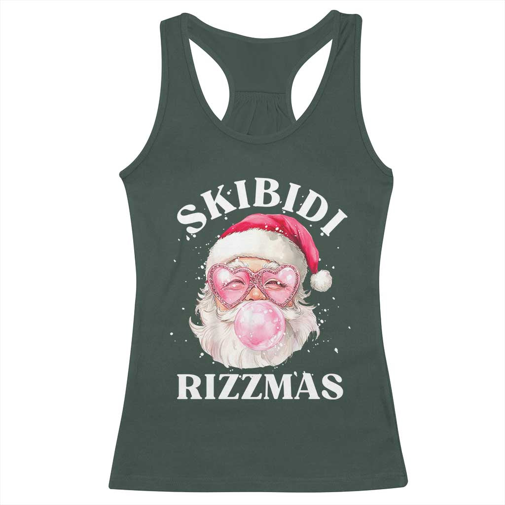 Skibidi Rizzmas Christmas Racerback Tank Top Rizz Santa Pink Bubble Gum Funny Xmas Gen Alpha Girl Kids TS10 Dark Forest Green Print Your Wear