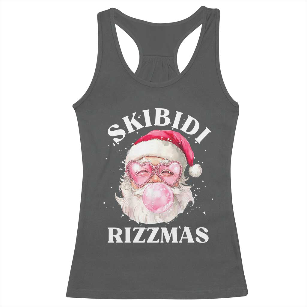 Skibidi Rizzmas Christmas Racerback Tank Top Rizz Santa Pink Bubble Gum Funny Xmas Gen Alpha Girl Kids TS10 Dark Heather Print Your Wear