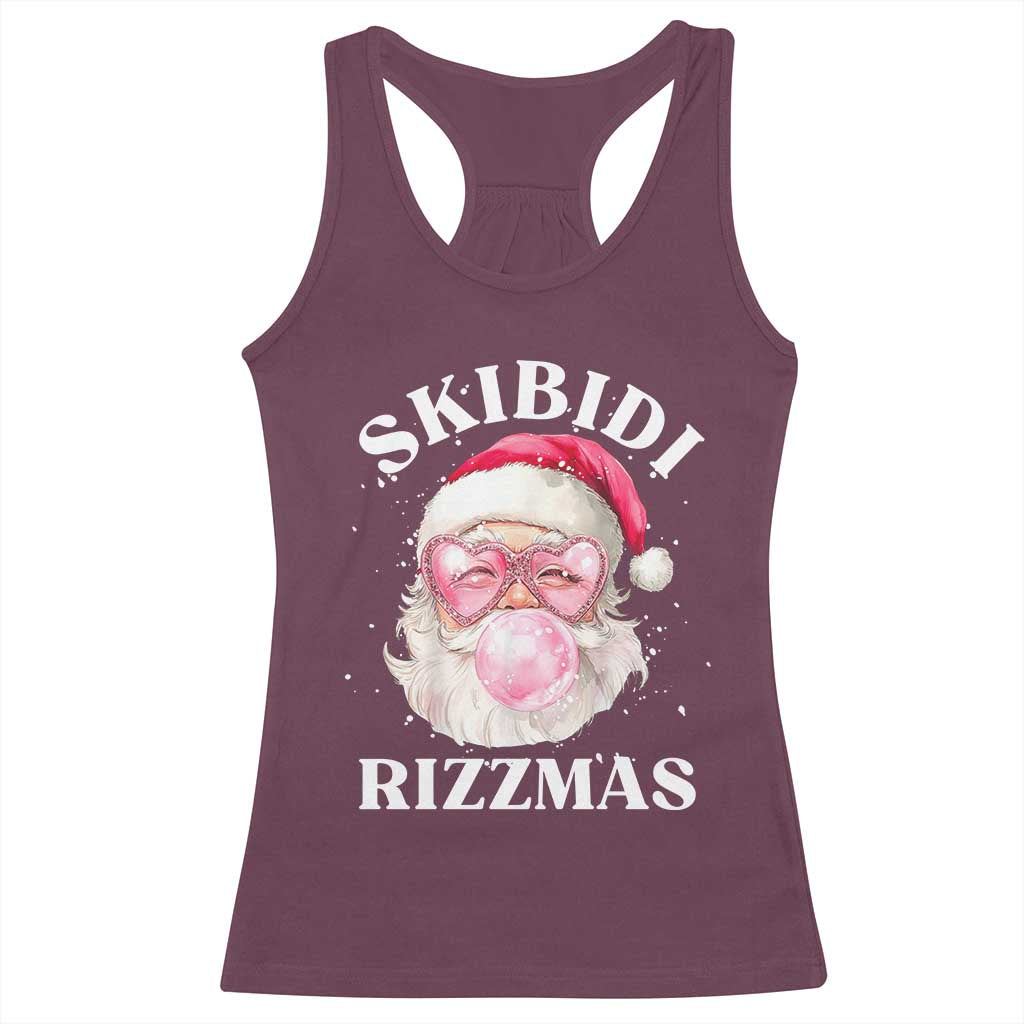 Skibidi Rizzmas Christmas Racerback Tank Top Rizz Santa Pink Bubble Gum Funny Xmas Gen Alpha Girl Kids TS10 Maroon Print Your Wear