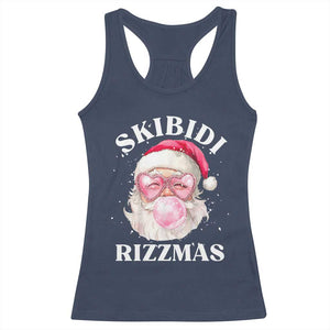 Skibidi Rizzmas Christmas Racerback Tank Top Rizz Santa Pink Bubble Gum Funny Xmas Gen Alpha Girl Kids TS10 Navy Print Your Wear