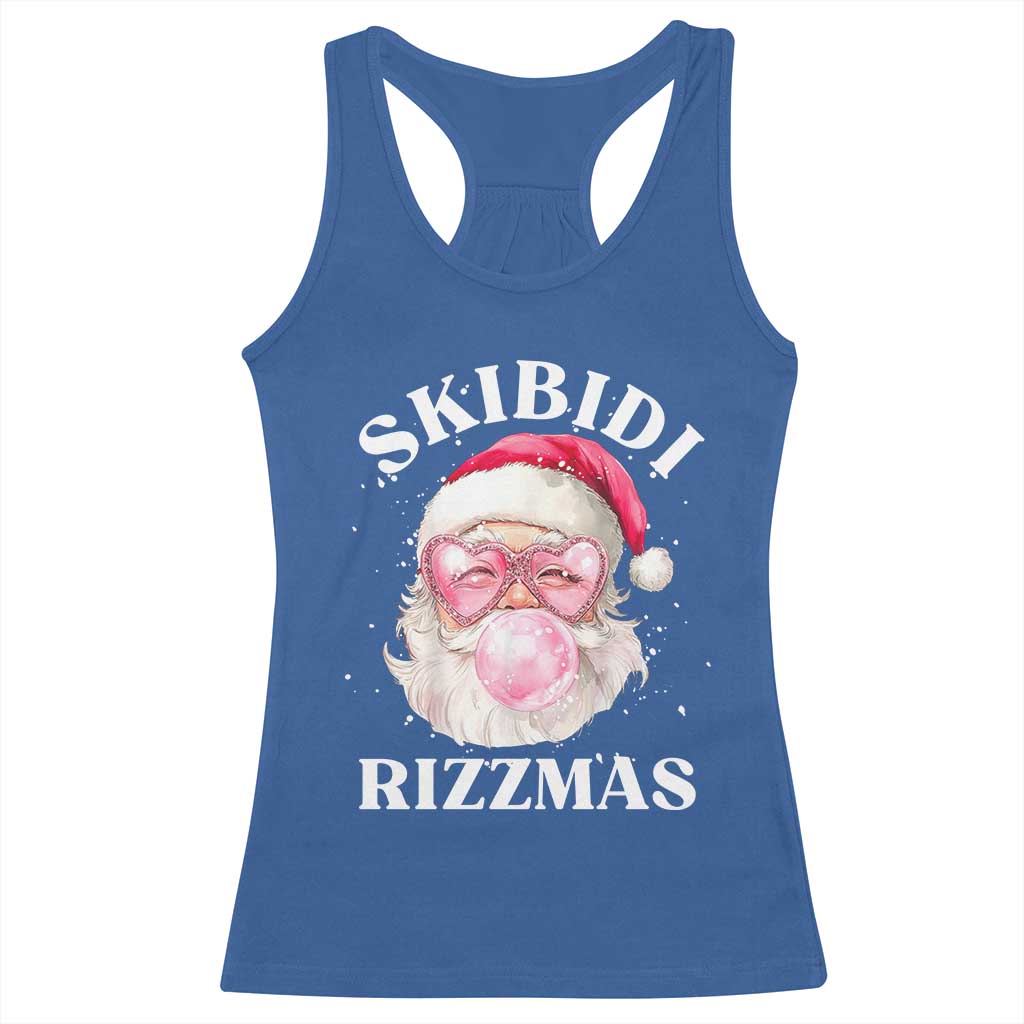 Skibidi Rizzmas Christmas Racerback Tank Top Rizz Santa Pink Bubble Gum Funny Xmas Gen Alpha Girl Kids TS10 Royal Blue Print Your Wear