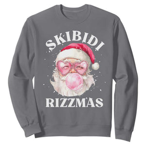 Skibidi Rizzmas Christmas Sweatshirt Rizz Santa Pink Bubble Gum Funny Xmas Gen Alpha Girl Kids TS10 Charcoal Print Your Wear