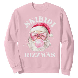 Skibidi Rizzmas Christmas Sweatshirt Rizz Santa Pink Bubble Gum Funny Xmas Gen Alpha Girl Kids TS10 Light Pink Print Your Wear