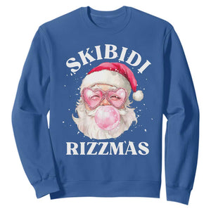 Skibidi Rizzmas Christmas Sweatshirt Rizz Santa Pink Bubble Gum Funny Xmas Gen Alpha Girl Kids TS10 Royal Blue Print Your Wear