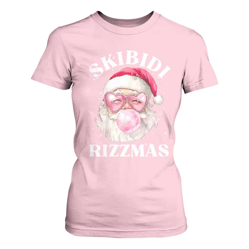 Skibidi Rizzmas Christmas T Shirt For Women Rizz Santa Pink Bubble Gum Funny Xmas Gen Alpha Girl Kids TS10 Light Pink Print Your Wear