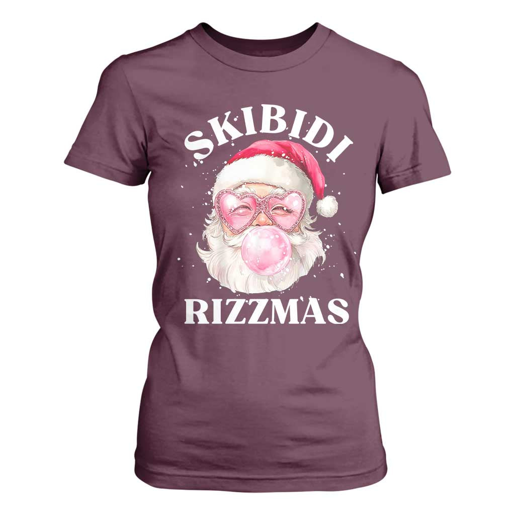 Skibidi Rizzmas Christmas T Shirt For Women Rizz Santa Pink Bubble Gum Funny Xmas Gen Alpha Girl Kids TS10 Maroon Print Your Wear