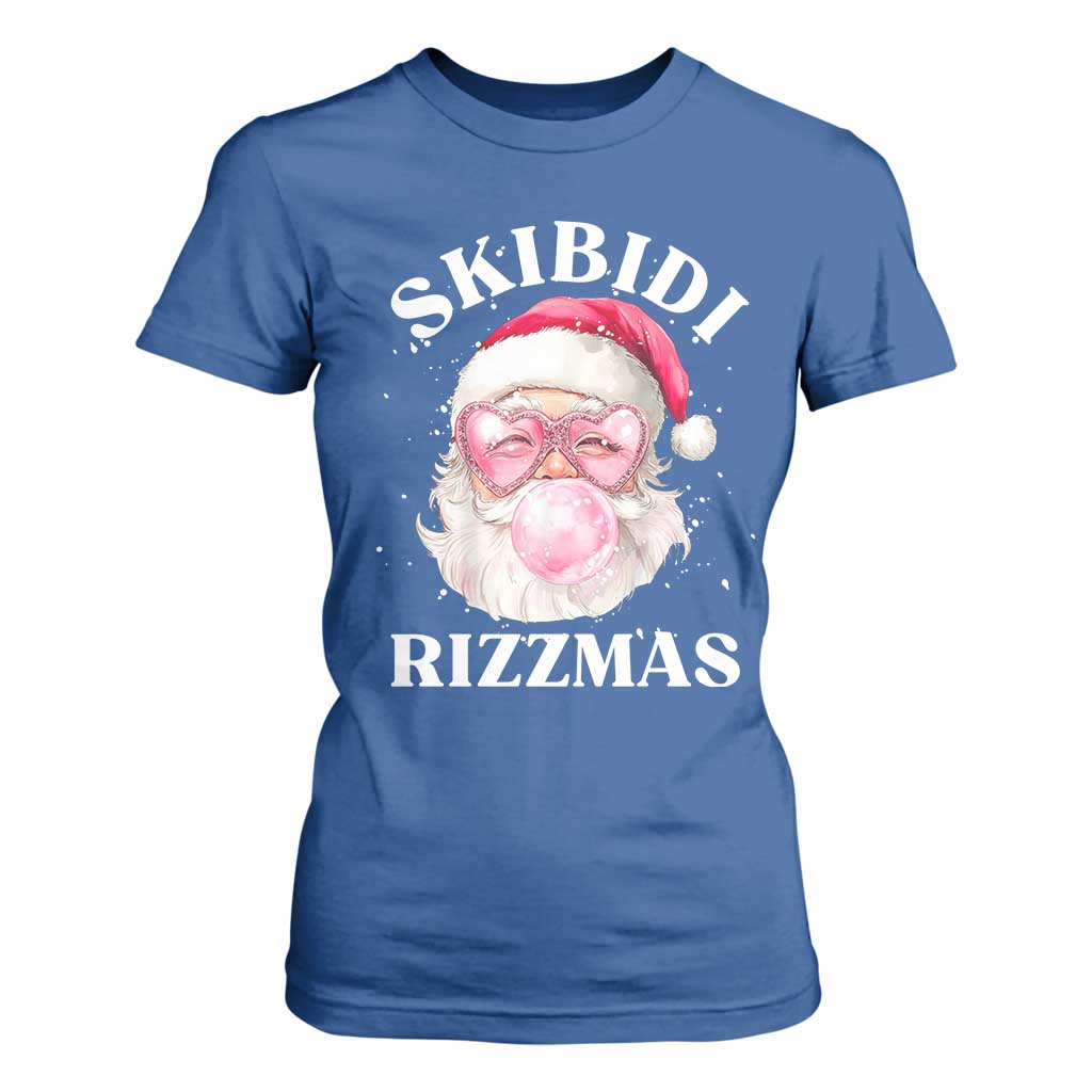 Skibidi Rizzmas Christmas T Shirt For Women Rizz Santa Pink Bubble Gum Funny Xmas Gen Alpha Girl Kids TS10 Royal Blue Print Your Wear