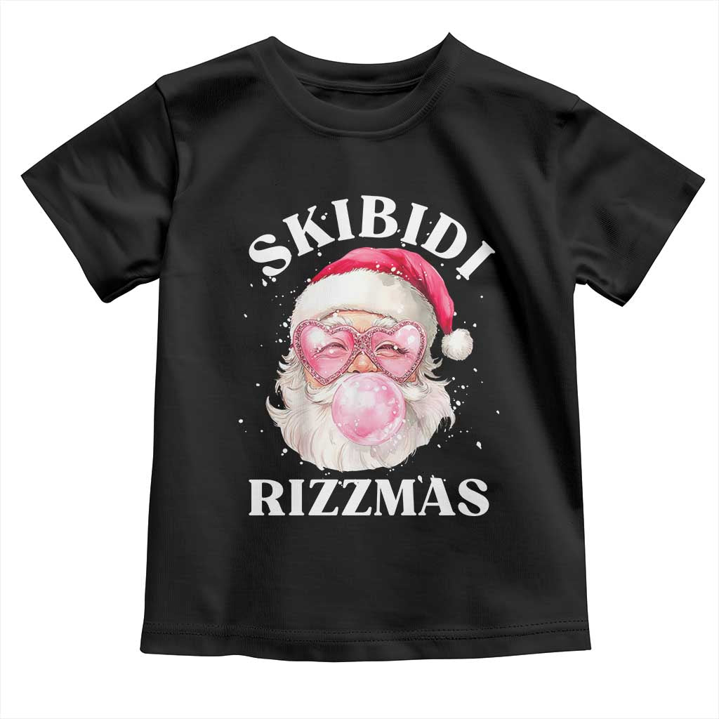 Skibidi Rizzmas Christmas Toddler T Shirt Rizz Santa Pink Bubble Gum Funny Xmas Gen Alpha Girl Kids TS10 Black Print Your Wear