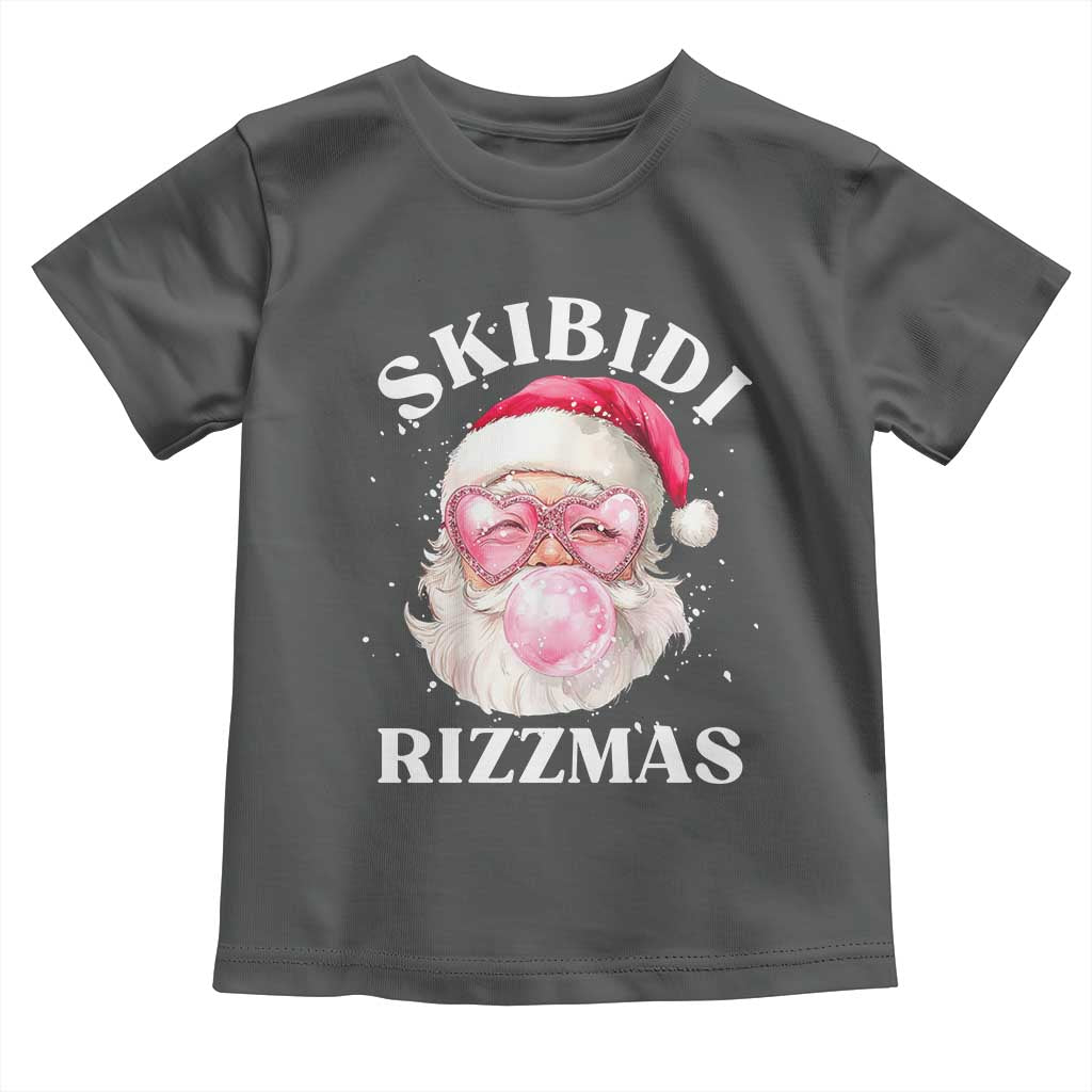 Skibidi Rizzmas Christmas Toddler T Shirt Rizz Santa Pink Bubble Gum Funny Xmas Gen Alpha Girl Kids TS10 Dark Heather Print Your Wear