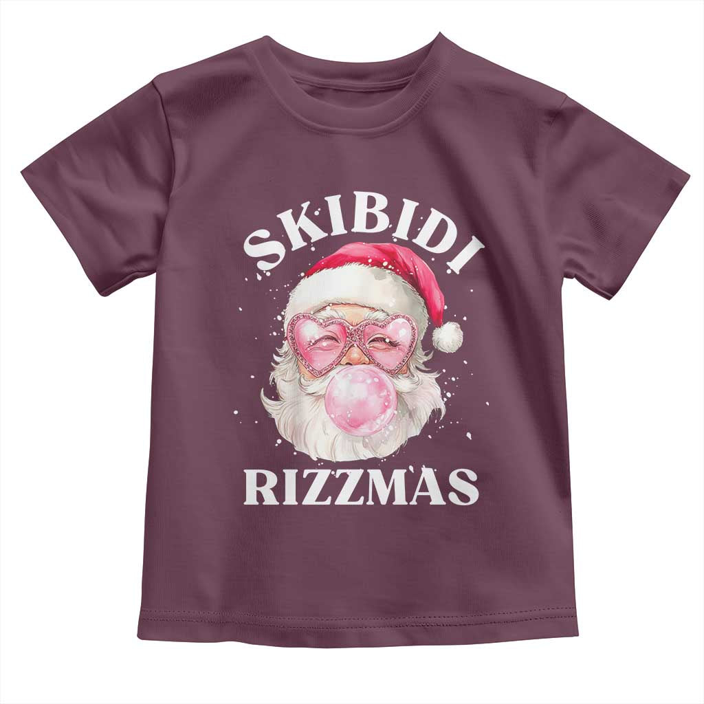 Skibidi Rizzmas Christmas Toddler T Shirt Rizz Santa Pink Bubble Gum Funny Xmas Gen Alpha Girl Kids TS10 Maroon Print Your Wear