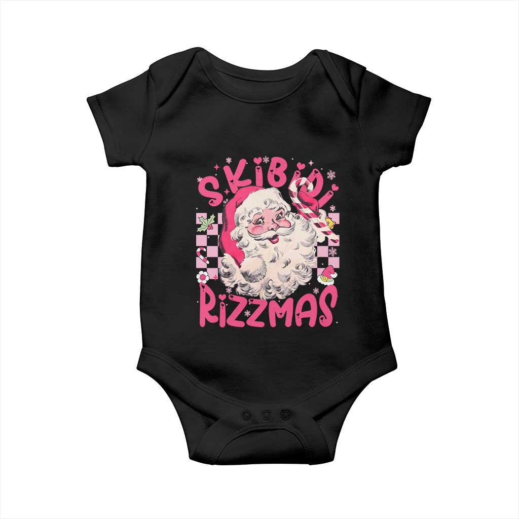 SKIBIDI Rizzmas Santa Baby Onesie Rizz Santa Pink Groovy Funny Xmas Gen Alpha Girl Kids TS10 Black Print Your Wear