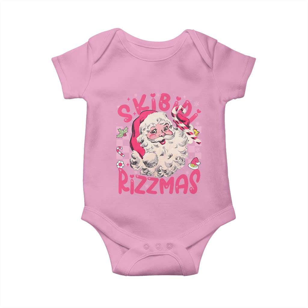 SKIBIDI Rizzmas Santa Baby Onesie Rizz Santa Pink Groovy Funny Xmas Gen Alpha Girl Kids TS10 Light Pink Print Your Wear