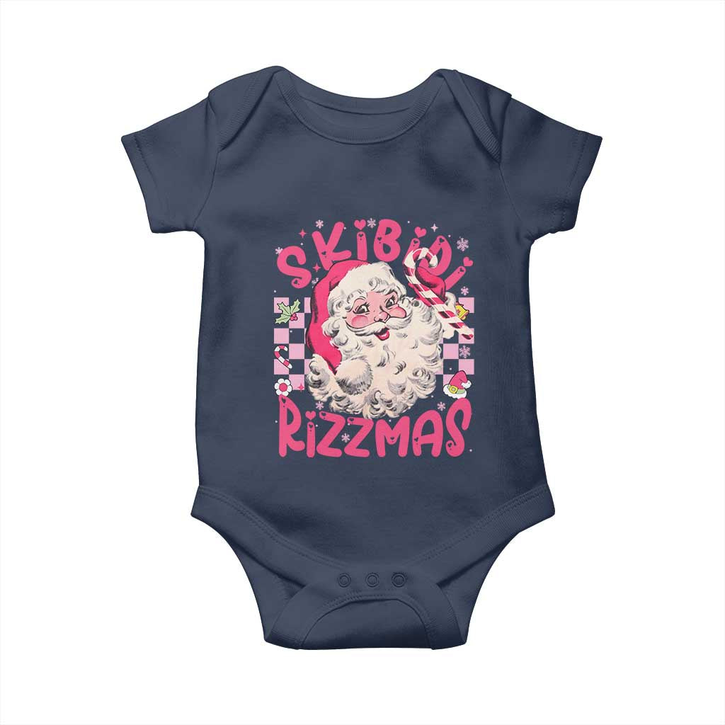 SKIBIDI Rizzmas Santa Baby Onesie Rizz Santa Pink Groovy Funny Xmas Gen Alpha Girl Kids TS10 Navy Print Your Wear