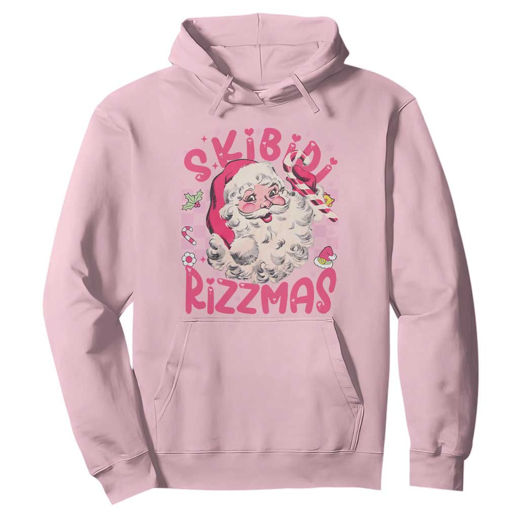 SKIBIDI Rizzmas Santa Hoodie Rizz Santa Pink Groovy Funny Xmas Gen Alpha Girl Kids TS10 Light Pink Print Your Wear